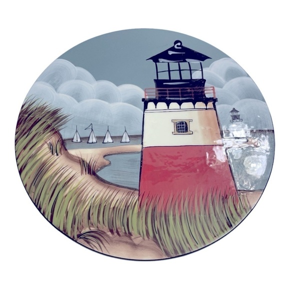 Sakuri By the Sea Hot Plate Lighthouse Beach Sailboats by David Carter Brown - Picture 3 of 7